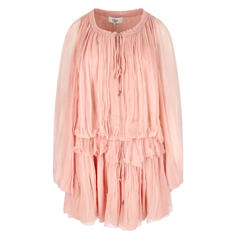Chloé Minikleid Mini Silk Dress – Pink Pink