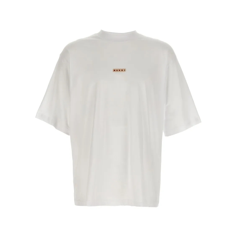 Marni T-shirt Logo Patch T-Shirt Weiß