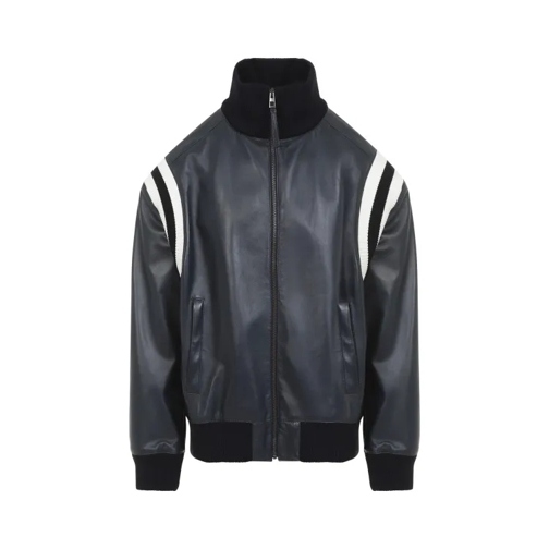 Loewe Navy Blue Lamb Leather Bomber Jacket Blue 