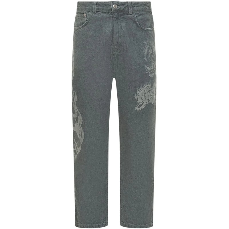 Gcds Tapered-Jeans Jeans Carrot con Stampa Grafica grau