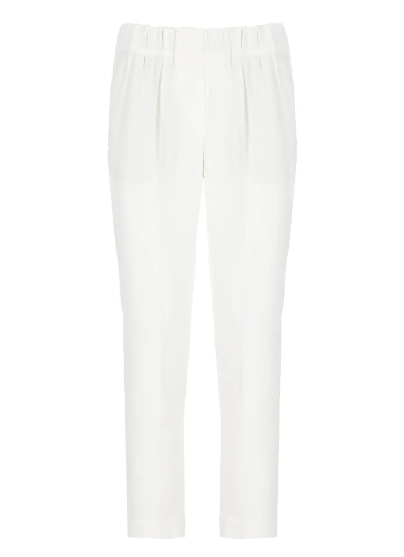 Thumbnail - Brunello Cucinelli - White Silk Blend Pants - Größe 40 - weiß