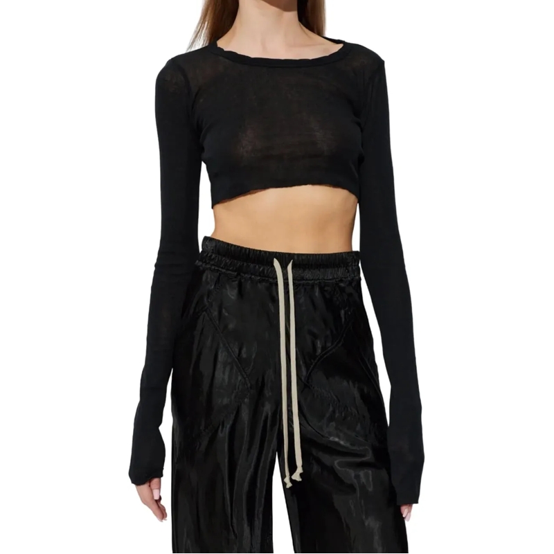 Rick Owens Bluse LS CROP T BLACK schwarz
