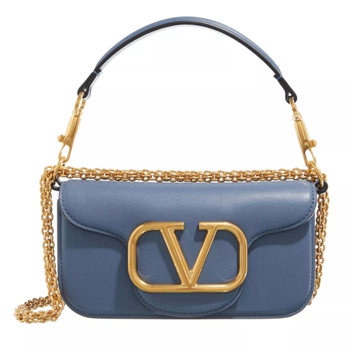 Valentino Garavani V Logo Small Shoulder Bag Leather Oltremare Cross body-väskor