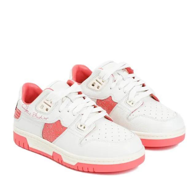 Acne Studios Low-Top Sneaker - White And Pink Low Top Leather Sneakers - Gr. 39 (EU) - in Weiß - für Damen