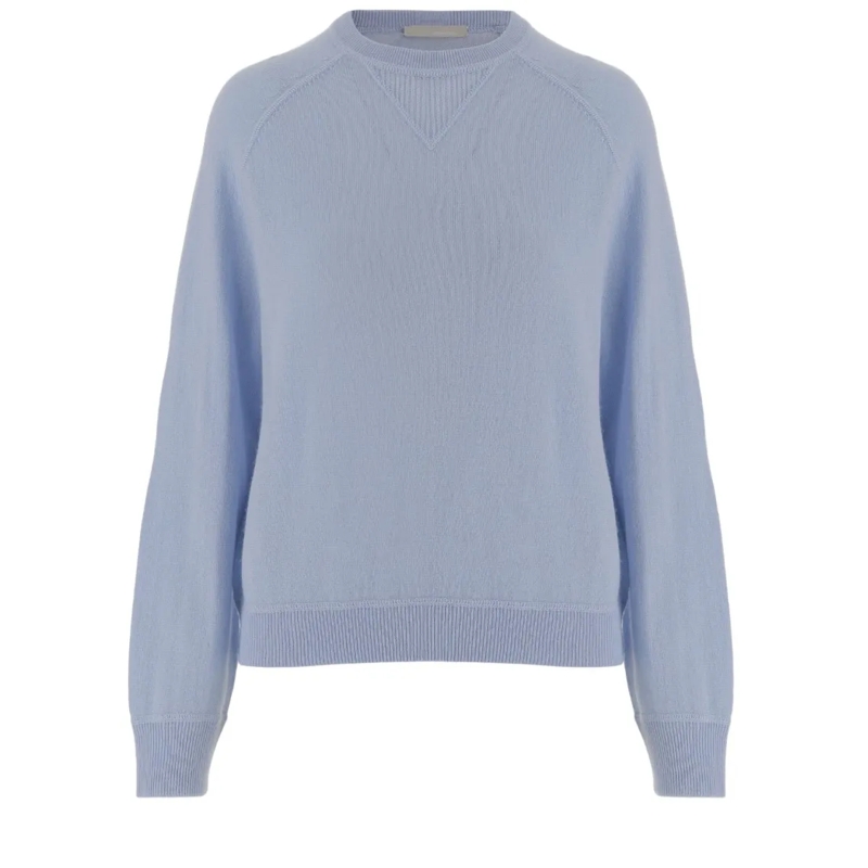 Allude Pullover Light Blue Crew Neck Wool And Cashmere Sweater Grey