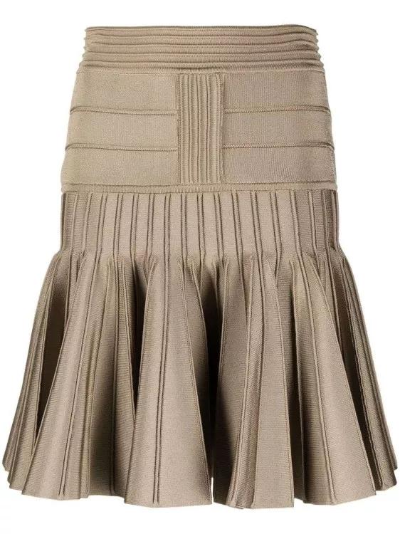 Balmain - Pleated Knit Miniskirt - Größe 36 - brown