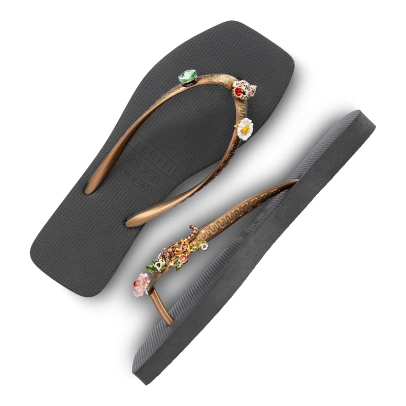 UZURII Flip Flops flip flop Flore Square Grande schwarz(Image 20)