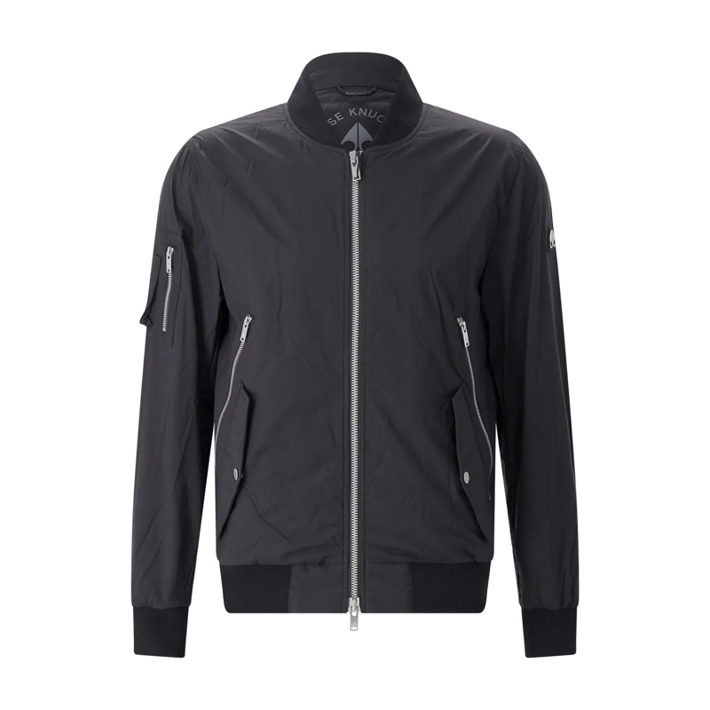 Moose Knuckles Strickjacke Bomberjacke mit Logo schwarz