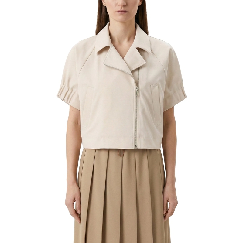 Fabiana Filippi Übergangsjacke Kurzarm-Jacke aus Materialmix beige(Image 2)