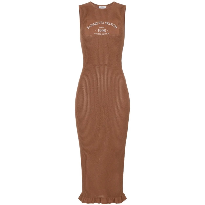 Elisabetta Franchi Midikleid Dresses Leather Brown braun