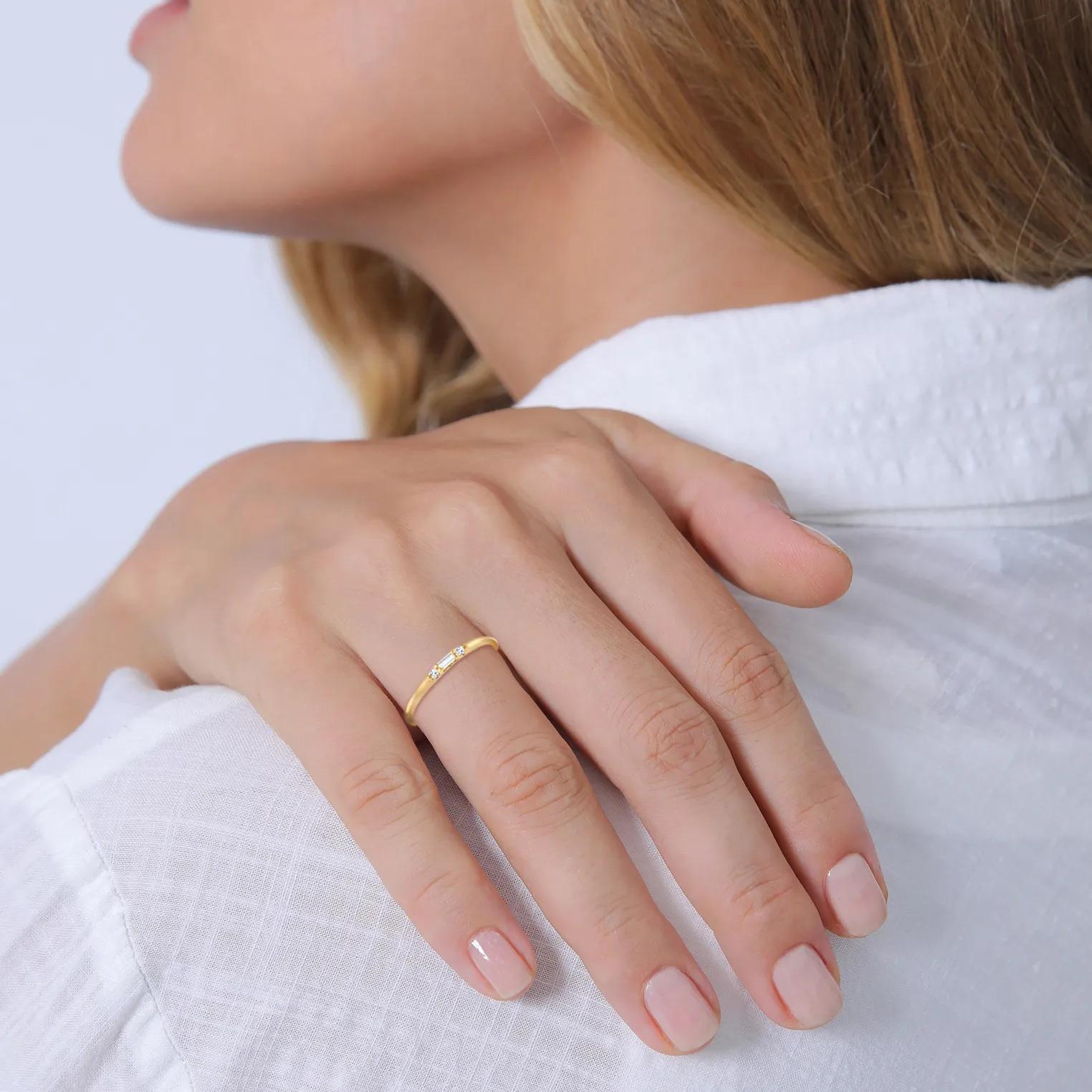 Thumbnail - Elli Ringe - Ring Ladies Engagement Baguette Band with Topaz Ge - Gr. 54 MM - in Gold - für Damen