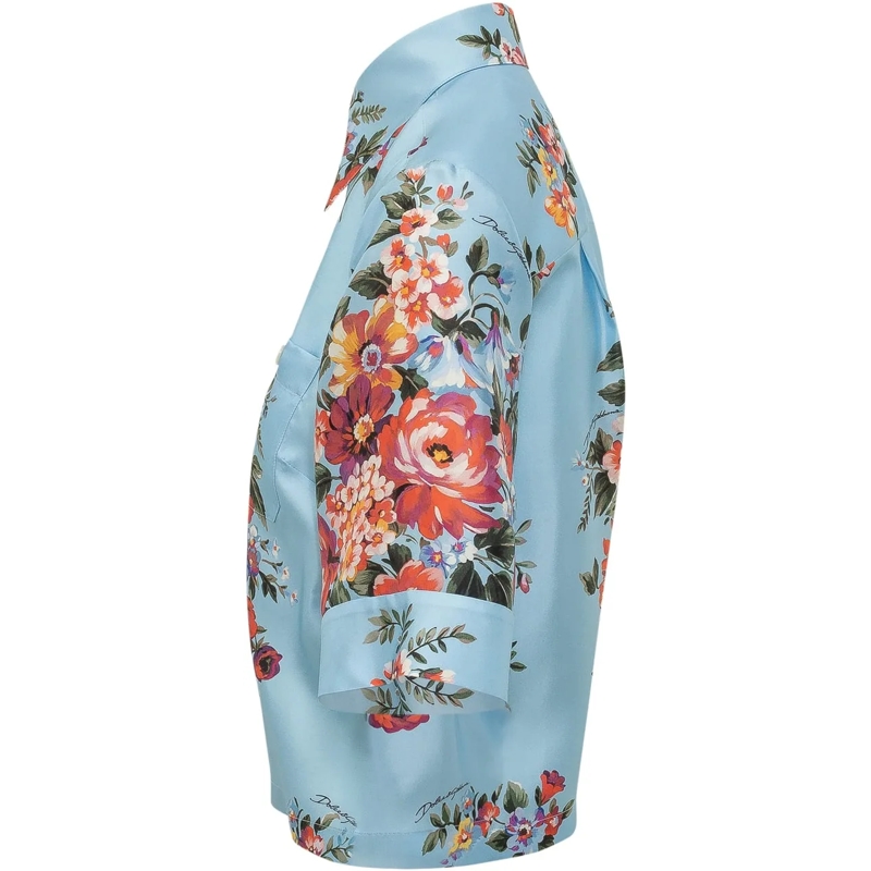 Dolce&Gabbana Chemisier Camicia a Stampa Floreale hellblau(Image 3)
