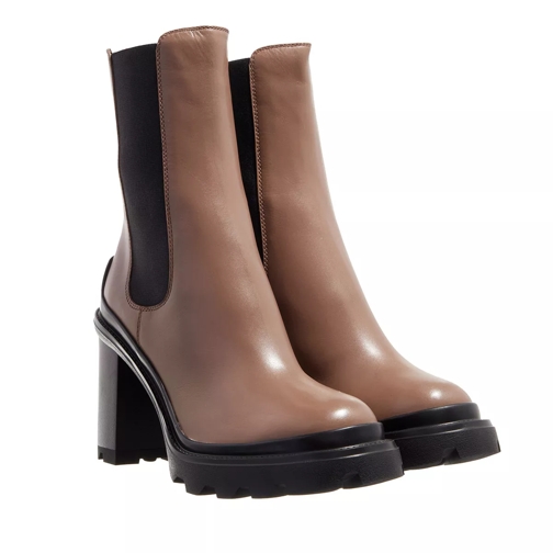 Tod's Heeled Boots Leather Beige/Black Botte