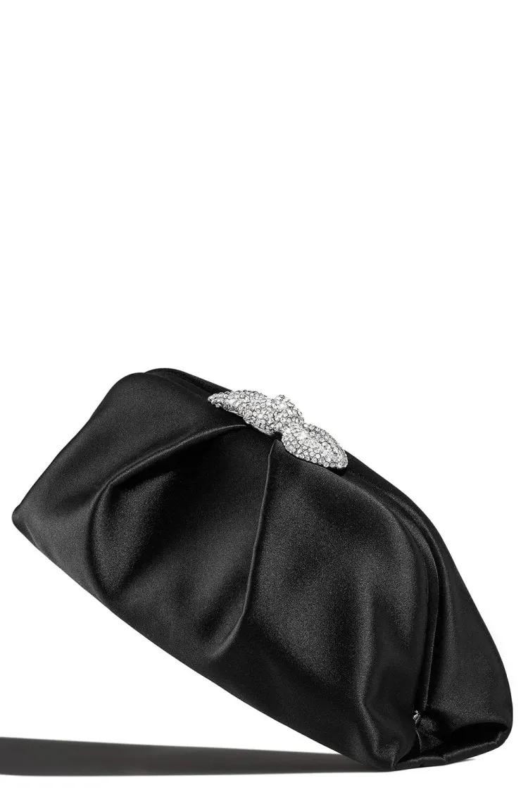 Aquazzura Clutches Very Bow Tie Crystal Minaudier in zwart
