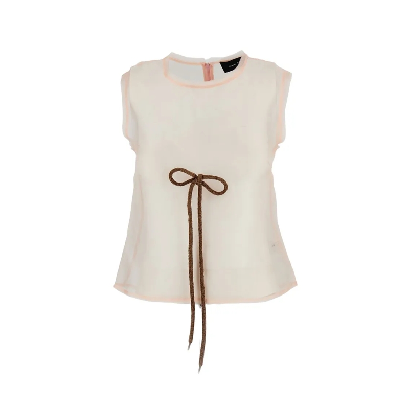 Simone Rocha Blouse Sheer Frayed Contour Dart Top White
