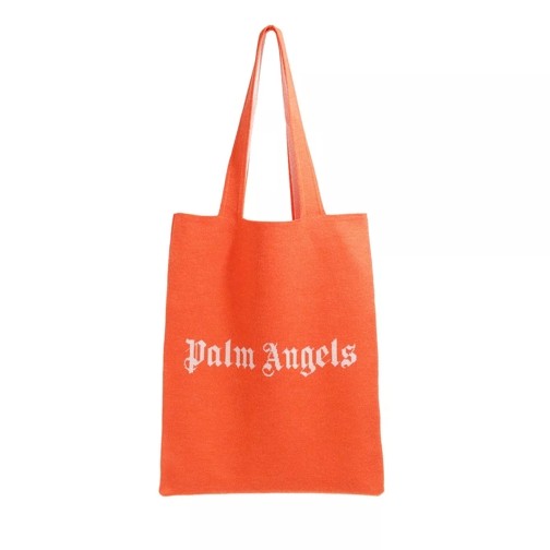 Palm Angels Logo Knitted Shopper Orange White Rymlig shoppingväska
