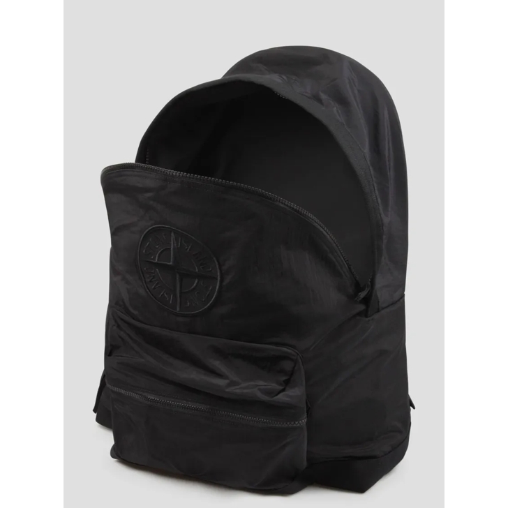 Stone Island Black Logo Backpack Black Rucksack