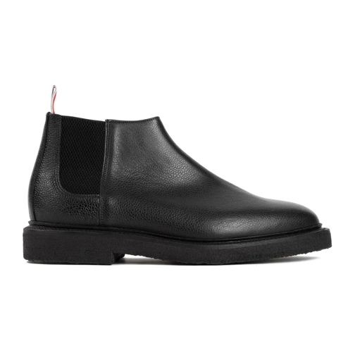 Thom Browne Stiefel Black Leather Mid Top Chelsea Boots Black