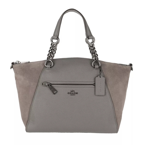 Coach Prairie Mixed Leather Chain Satchel Heather Grey Tote