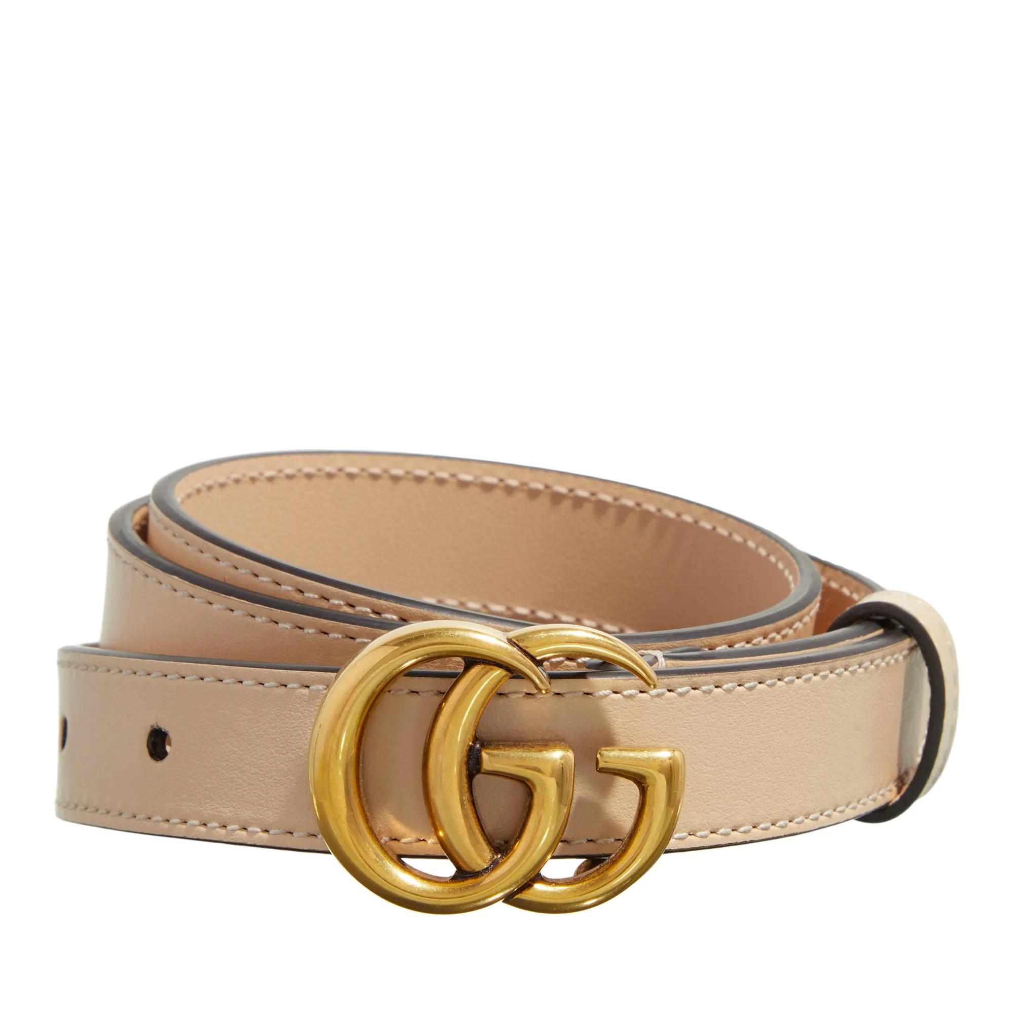 Gucci Gürtel - GG Marmont Thin Leather Belt - Gr. 70 - in Beige - für Damen