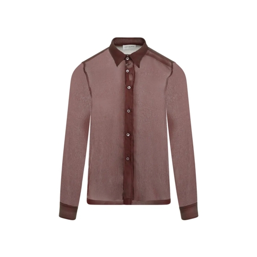 Dries Van Noten Hemden Bordeaux Congreve Silk Shirt Burgundy