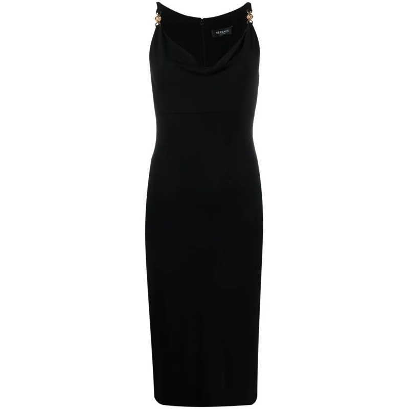 Versace Midi-jurk Medusa Cowl-Neck Midi Dress Black