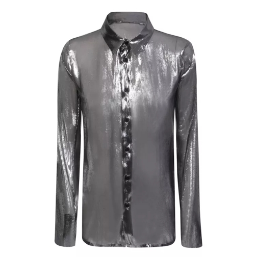 Sapio Semi-Sheer Shirt With Metalized Effect Black Hemden
