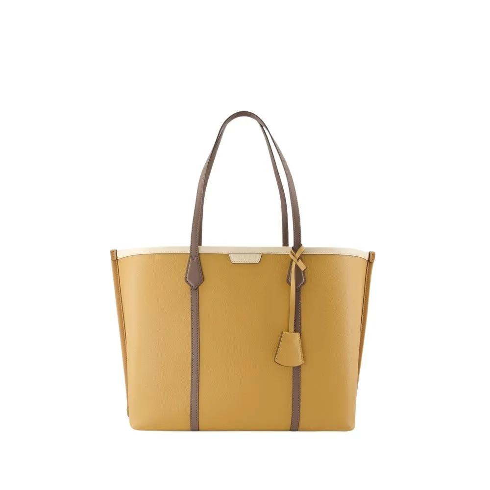 Tory Burch Tote - Perry Color-Block Shopper Bag - Leather - Brown - Gr. unisize - in Braun - für Damen