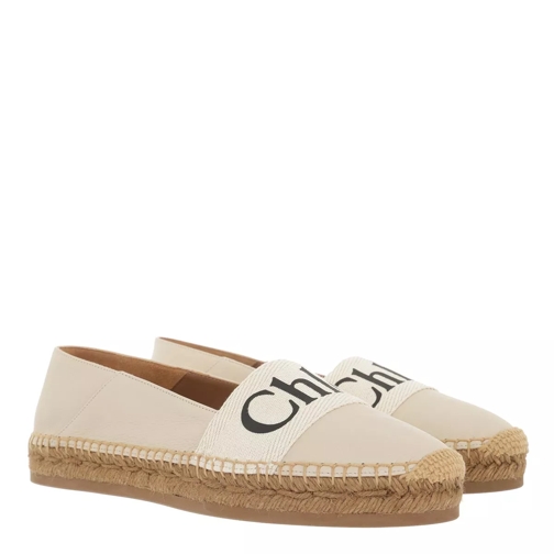 Chloé Woody Espadrille Leather & Canvas White Espadrille