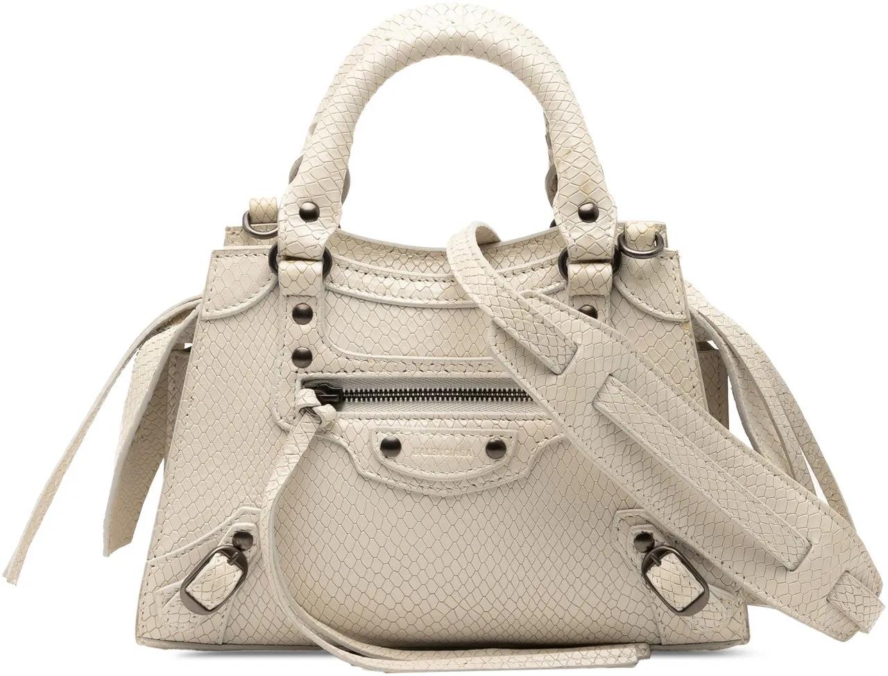 Balenciaga Hobo Bags - Mini Python Embossed Calfskin Neo Classic City Sat - Gr. unisize - in Weiß - für Damen