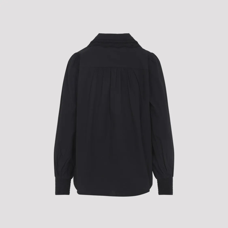Farm Rio Haut à manches longues Long-Sleeved Black Top With Cut-Out Embroidery Black