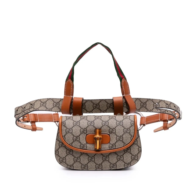 Gucci Sac de ceinture Mini GG Supreme Web Bamboo 1947 Belt Bag braun