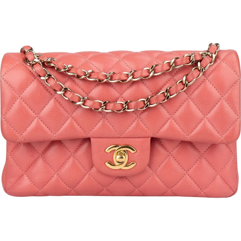 Chanel Sac à bandoulière Chanel Quilted Caviar Leather Small Double Flap Cr rose
