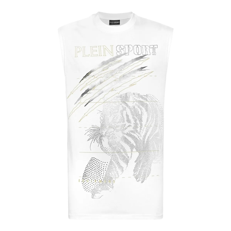 Plein Sport Top Tanktop Tiger weiss
