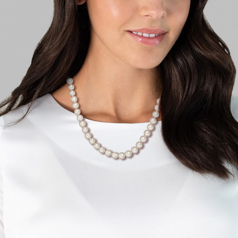 Valero Pearls Mittellange Halskette Sterling Silber Perlen-Kette Süßwasser-Zuchtperle weiss(Image 2)