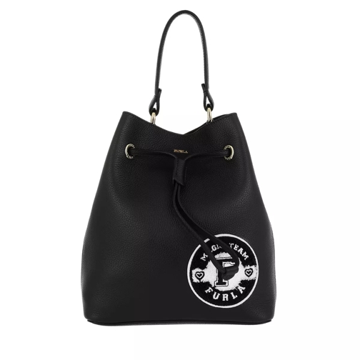 Furla Stacy Post S Drawstring Onyx/Petalo Bucket Bag