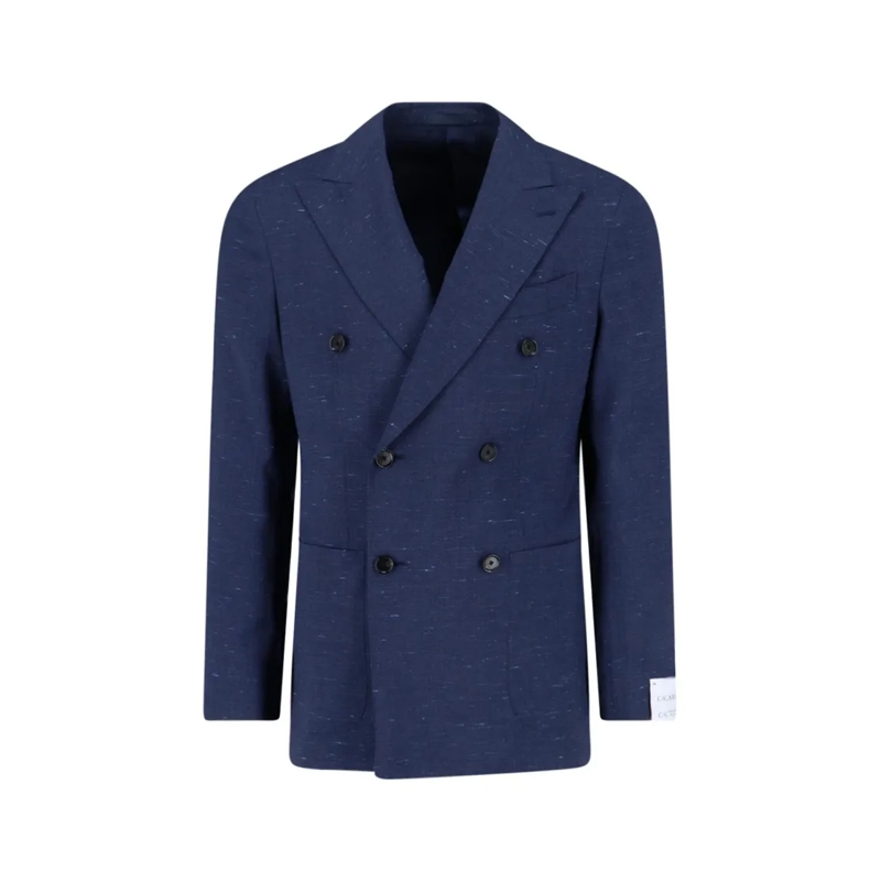 Emanuela Caruso Blazer Double-Breasted Wool And Silk Blazer, Blue Blue