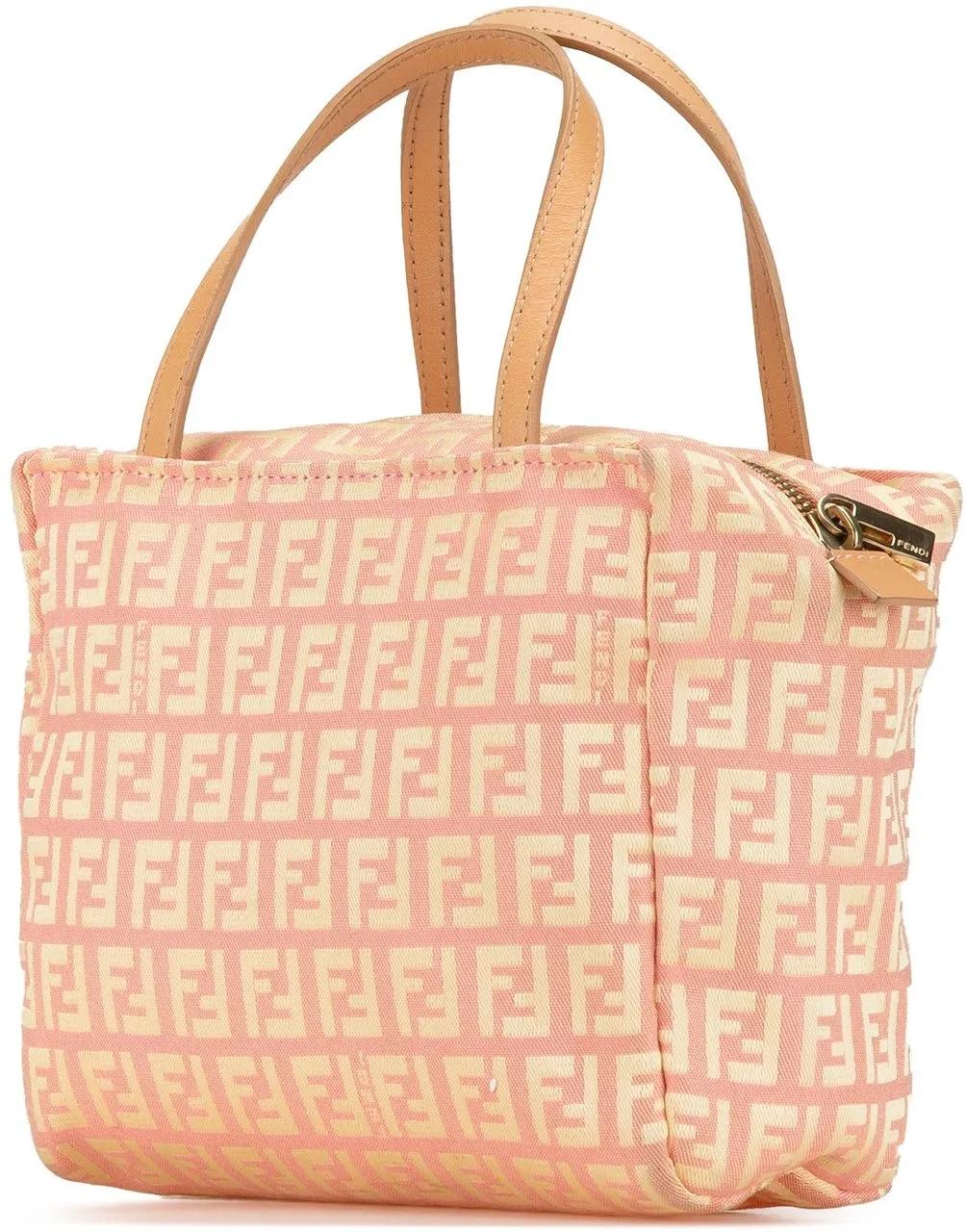 Fendi Crossbody bags 2000-2010 Mini Zucchino Canvas Handbag in poeder roze