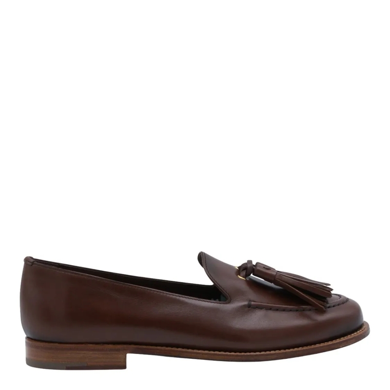 Church's Ballerinas Smooth Leather Flat Shoes With Decorative Tassels Black