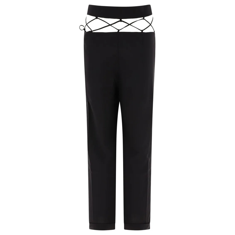 Nensi Dojaka  Tailored Trousers With Laced Waistband Black