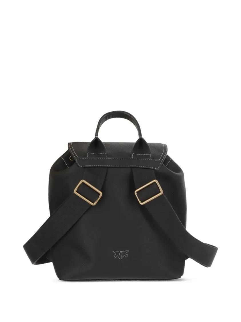 pinko Rugzakken Textured Black Backpack in zwart