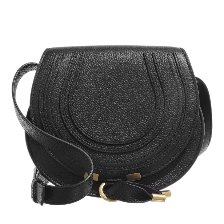 Chloé Marcie Small Leather Saddle Bag Black