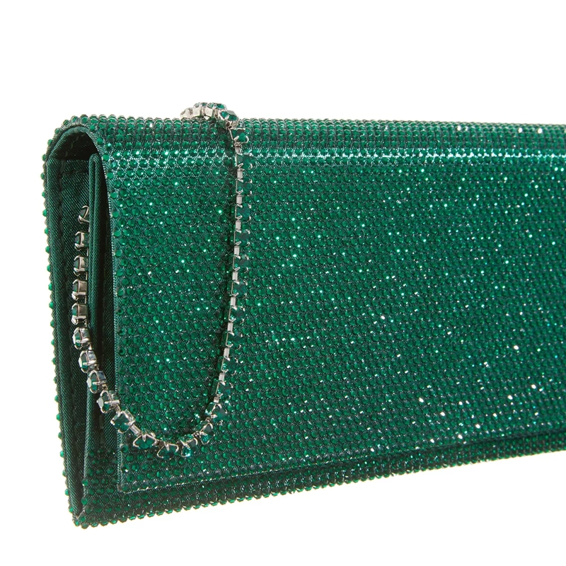 Gedebe Clutch Crystal Envelope Lame' Emerald + Emerald(Image 5)