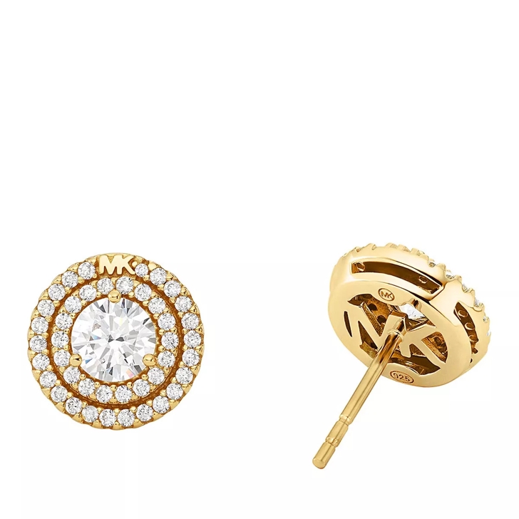 14K Gold Plated Pav Halo Stud Earrings Gold Stud