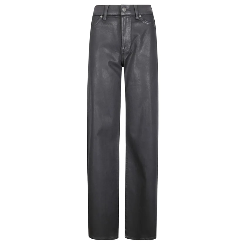 Seven for all Mankind Jeans mit geradem Bein High-Waisted Straight-Leg Pants With Elasticized S Black