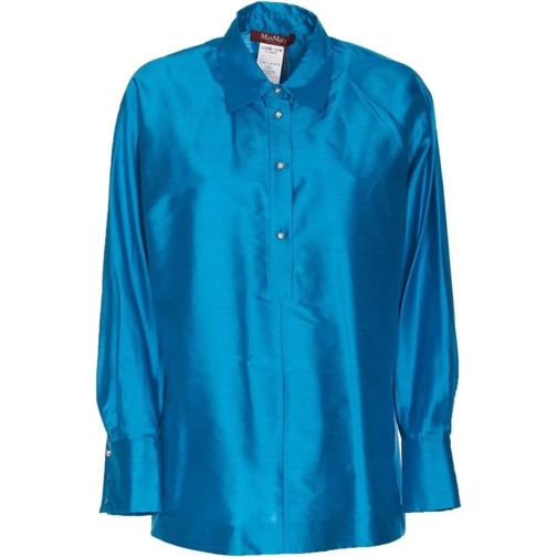 Max Mara Chemisiers Max Mara Studio 'Canga' Silk Shirt blau