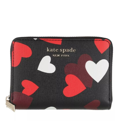 Kate Spade New York Celebration Hearts Zip Card Case Black Multicolor Portemonnaie mit Zip-Around-Reißverschluss