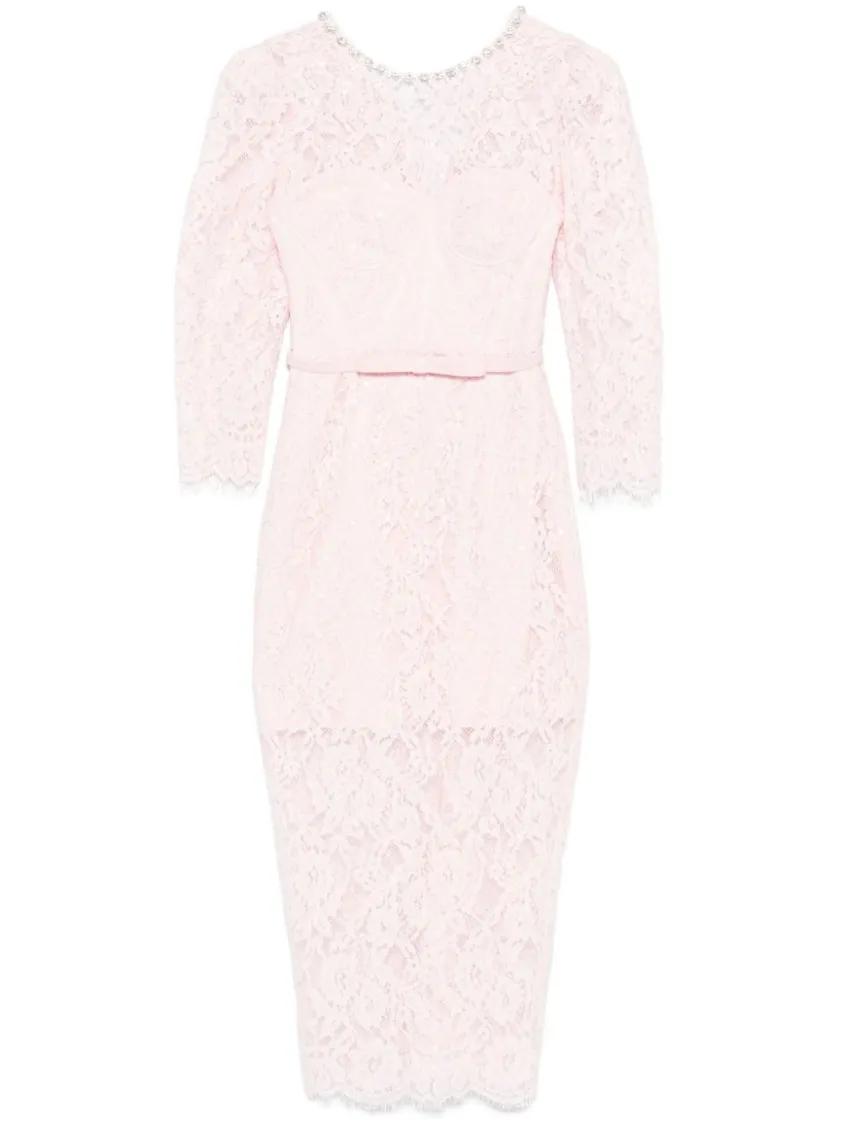 Thumbnail - self-portrait - Lace Bustier Midi Dress - Größe 8 - pink