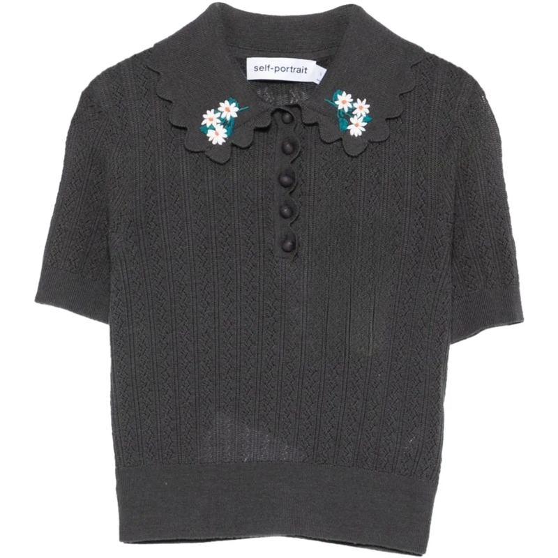 Self Portrait Polohemd T-Shirts And Polos Grey grau