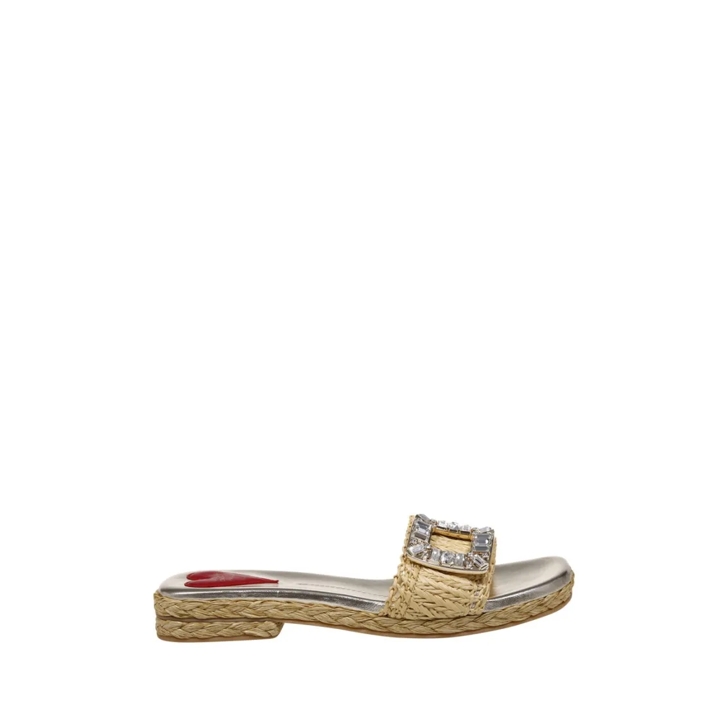 サンダル・ミュール Roger Vivier STRASS BUCKLE RAFFIA ESPA MULE 25 Roger Vivier Strass-Buckle Raffia Platform Sandals
